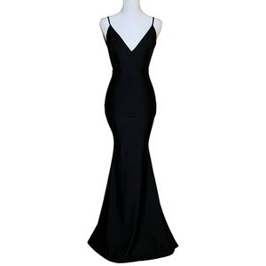 Women’s Black V-Neck Sleeveless Ruched Backless  Maxi Dress Prom Formal Small